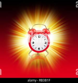 Esplosione di tempo con orologio rosso - percorso di clipping Foto Stock