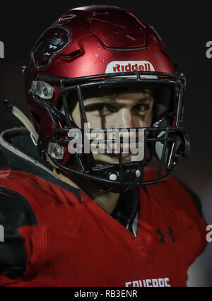 Azione di calcio con Shasta vs. Foothill High School di Palo Cedro, California. Foto Stock