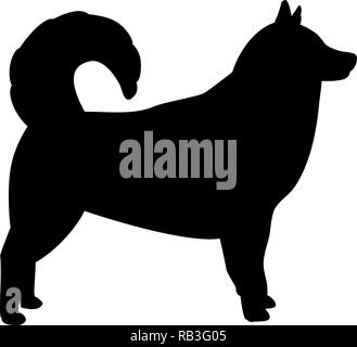 Alaskan Malamute silhouette real in nero Illustrazione Vettoriale