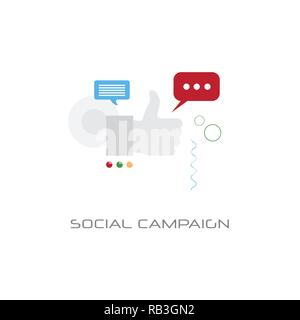 Strategia di business di successo campagna sociale il concetto di stile di linea isolato Illustrazione Vettoriale