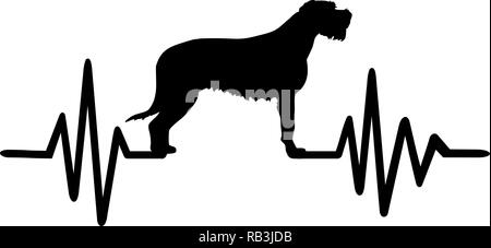 Impulso di heartbeat di linea con Irish Wolfhound silhouette Illustrazione Vettoriale