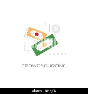 Crowdsourcing business risorse concetto stile linea isolato Illustrazione Vettoriale