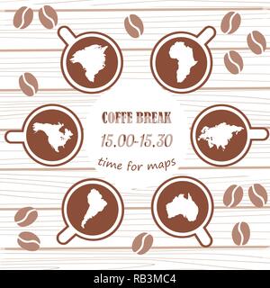 Pausa caffè. Tempo di caffè. I chicchi di caffè caffè turco Illustrazione Vettoriale