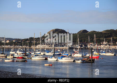 Conwy Bay, estuario del fiume, Porto, Conwy, il Galles del Nord, Wales, Regno Unito Foto Stock