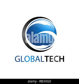 Global Tech cerchio lettera logo G concept design idea Illustrazione Vettoriale