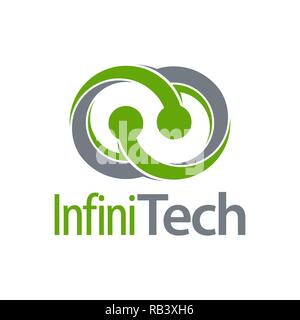 La tecnologia verde natura logo infinity concept design template idea Illustrazione Vettoriale