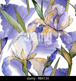 Federa Per Cuscino 40x60 Cm Con Motivo Floreale Acquerello – Iris, Viola E Bucaneve, Per Divano E Letto