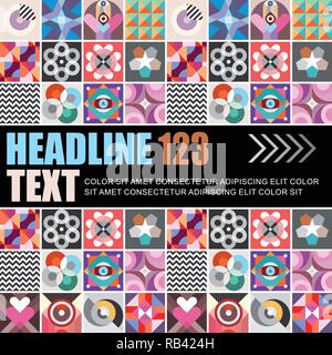 Configurazione astratta sfondo vettoriale. Composizione di vari motivi decorativi con posto per il testo. Illustrazione Vettoriale