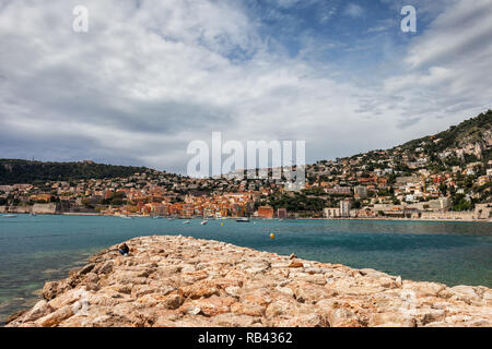 Villefranche sur Mer villaggio costiero in Francia, French Riviera Resort al Mare Mediterraneo Foto Stock