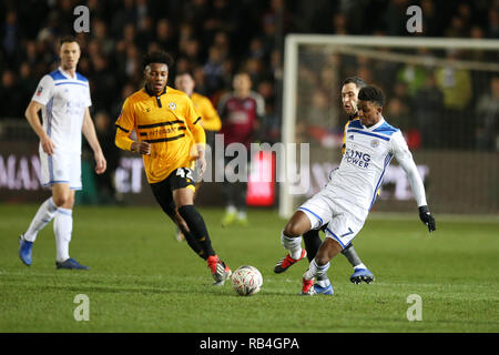 Newport, Regno Unito. 06 gen 2019. Grigio Demarai di Leicester City (7) in azione. La Emirates FA Cup, terzo round match, Newport County v Leicester City a Rodney Parade di Newport South Wales domenica 6 gennaio 2019. Questa immagine può essere utilizzata solo per scopi editoriali. Solo uso editoriale, è richiesta una licenza per uso commerciale. Nessun uso in scommesse, giochi o un singolo giocatore/club/league pubblicazioni. pic da Andrew Orchard/Andrew Orchard fotografia sportiva/Alamy Live news Credito: Andrew Orchard fotografia sportiva/Alamy Live News Foto Stock