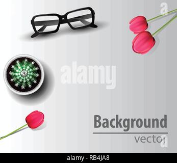 Donna blogger workspace con gli occhiali Illustrazione Vettoriale