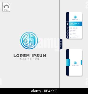 Cervello, CT scan minimo modello logo illustrazione vettoriale free business card modello di progetto Illustrazione Vettoriale