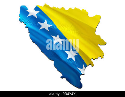 Toppa Ricamata Termoadesiva Bandiera Della Bosnia-Erzegovina – 6,9 X 4,8 Cm