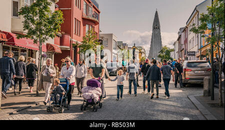 Scena di strada, Summer Festival, giornata culturale, Reykjavik, Islanda Foto Stock