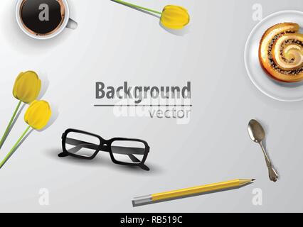 Donna blogger workspace con gli occhiali Illustrazione Vettoriale