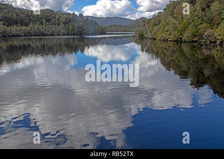 Riflessioni sul fiume Gordon Foto Stock