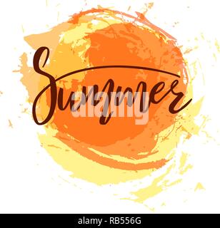 Estate sfondo astratto. Le lettere scritte su uno sfondo di colore arancione sun. Illustrazione Vettoriale Illustrazione Vettoriale