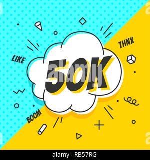 50K seguaci, discorso bolla. Banner, discorso bolla, adesivo concetto, Illustrazione Vettoriale