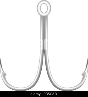 Doppio gancio pesce icona. Illustrazione realistica del doppio gancio pesce icona vettoriali per il web design Illustrazione Vettoriale
