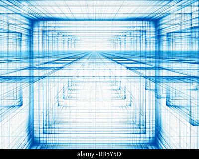 Abstract bianche e blu - tunnel o portale - digitall Foto Stock