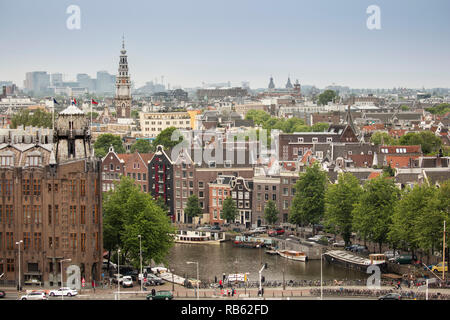 Vista panoramica sul centro storico da Hilton Sky Lounge.Amsterdam, Paesi Bassi. Foto Stock