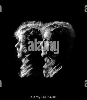 Fotografare la composizione di due busti del film muto era attrice Mary Pickford (1892 - 1979). Datata 1902 Foto Stock