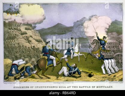 Storming di indipendenza collina alla battaglia di Monterey. Pubblicato: [tra il 1850 e il 1900]. La battaglia di Monterey, a Monterey in California è stata combattuta il 7 luglio 1846, durante la guerra Mexican-American. Gli Stati Uniti hanno catturato la città incontrastata. Foto Stock