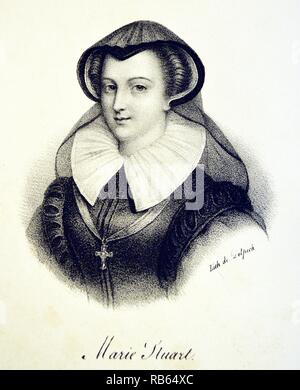 Maria, Regina di Scozia (1542-1587). Litografia, Parigi, c1840. Foto Stock