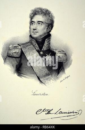 Jacques Alexandre Bernard Law, Marchese de Lauriston (1768-1828) soldato francese e diplomatico. Servita in guerre napoleoniche e dopo la caduta dell'Impero, servita Louis XVIII. Litografia, Parigi, c1840. Foto Stock