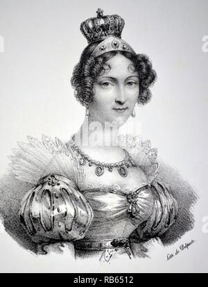 Hortense de Beauharnais (1783-1837) figliastra e sorella-in-legge di Napoleone I. regina consorte di Olanda 1806-1810. Madre di Napoleone III. Litografia, Parigi, 1832 Foto Stock