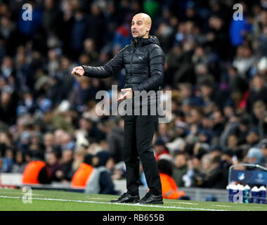Manchester City manager Pep Guardiola sul perimetro Foto Stock