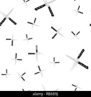 Modello senza giunture di coltelli da cucina su uno sfondo bianco. Illustrazione Vettoriale in 3d style Illustrazione Vettoriale