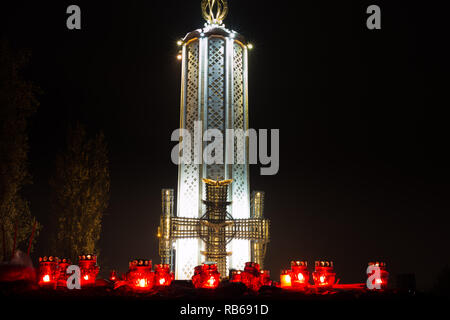 Museo nazionale delle vittime Holodomor Memoriall o la commemorazione di carestie' vittime in Ucraina di notte luce durante la celebrità anniversario nel 2018 con r Foto Stock