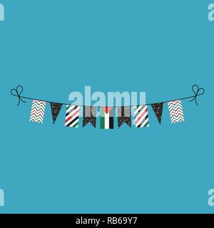 Decorazioni bunting flags per la Palestina giornata nazionale vacanze in appartamento di design. Giorno di indipendenza o giornata nazionale il concetto di vacanza. Illustrazione Vettoriale