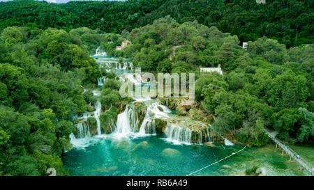 Foto aerea da cascate di Krka, Croazia Foto Stock