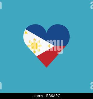 Filippine bandiera icona a forma di cuore, in design piatto. Giorno di indipendenza o giornata nazionale il concetto di vacanza. Illustrazione Vettoriale