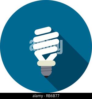Simbolo del vettore di risparmio energetico lampada. elettrici alternativi Icona lampadina isolati su sfondo bianco. cfl per lampade fluorescenti Illustrazione Vettoriale