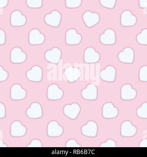 Vettore sfondo senza giunture con cuori. amore romantico, matrimonio o il giorno di San Valentino senza giunture. pattern cuori bianco su sfondo rosa Illustrazione Vettoriale