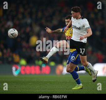 GEORGE EVANS, Derby County FC, Derby County v SOUTHAMPTON, Emirati FA Cup 3RD ROUND, 2019 Foto Stock