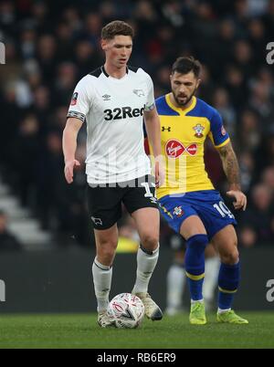 GEORGE EVANS, Derby County FC, Derby County v SOUTHAMPTON, Emirati FA Cup 3RD ROUND, 2019 Foto Stock