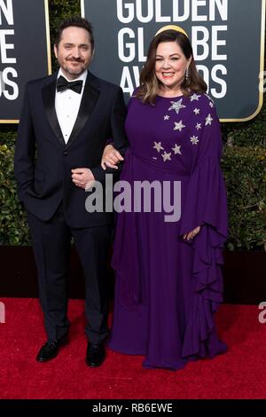 Ben Falcone e Melissa McCarthy frequentare la 76th Annuale di Golden Globe Awards, Golden Globes, presso l'Hotel Beverly Hilton di Beverly Hills, Los Angeles, Stati Uniti d'America, il 06 gennaio 2019. | Utilizzo di tutto il mondo Foto Stock