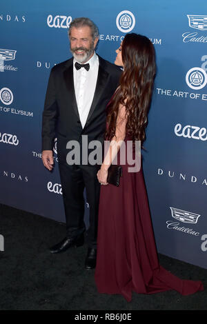 Mel Gibson e la sua fidanzata Rosalind Ross frequentando l'arte di Elysium la dodicesima celebrazione annuale - il cielo su Gennaio 5, 2019 a Los Angeles, California. Foto Stock