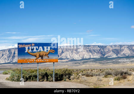 Benvenuti al segno dello Utah Foto Stock