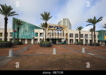 Ingresso anteriore di Audubon Aquarium of the Americas di New Orleans, in Louisiana. Foto Stock