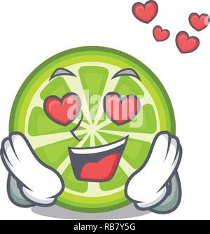 In amore il verde le fette di limone in carattere frigo Illustrazione Vettoriale