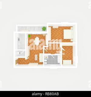 3D Interni rendering illustrazione di arredato appartamento home Foto Stock