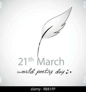 La poesia del mondo giorno 21 marzo schizzo di una penna stilografica illustrazione vettoriale EPS10 Illustrazione Vettoriale