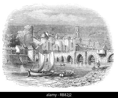 Le vecchie mura di Limerick nella contea di Limerick,che si affaccia sul fiume Shannon e spesso chiamata la città più bella in Irlanda nel corso del xvii secolo. Durante le guerre civili del XVII secolo la città fu assediata per due volte dalla Williamites nel 1690s. Il trattato di Limerick si è conclusa la guerra Williamite in Irlanda che è stata combattuta tra i sostenitori del re cattolico Giacomo II (Giacobiti) e il re protestante Guglielmo d Orange (Williamites). Il trattato ha offerto la tolleranza al cattolicesimo e pieni diritti legali per i cattolici che prestarono giuramento di fedeltà a Guglielmo III e Maria II. Foto Stock