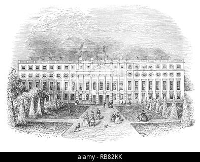 Hampton Court Palace nel quartiere di Richmond upon Thames, costruito nel 1515 per il Cardinale Thomas Wolsey, un favorito del re Enrico VIII fino a che egli è sceso dal favore. Il cardinale donò il palazzo al Re che successivamente ampliata. Nel xvii secolo, King William III la grande ricostruzione e il lavoro di espansione, destinato al rivale di Versailles, distrusse gran parte del palazzo Tudor. Il lavoro è cessata nel 1694, lasciando il palazzo in due distinti contrastanti gli stili architettonici, domestici Tudor e barocca, ancora unità esiste a causa dell'uso di mattoni rosa e un simmetrico, se vaga, il bilanciamento dei successivi di basso ali. Foto Stock