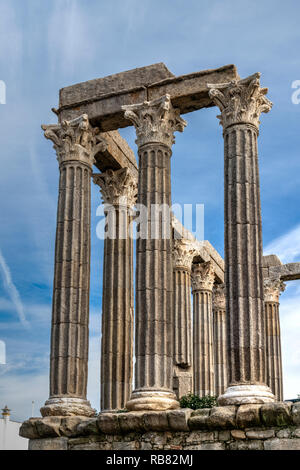 Tempio romano, Evora, Alentejo, Portogallo Foto Stock